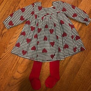 Baby Gap checker & heart dress with tights